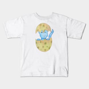 Cute baby dinosaur hatching from an egg Kids T-Shirt